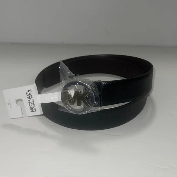 MICHAEL KORS MK Logo Twist Reversible Genuine LEATHER Black & Brown Belt.NWT